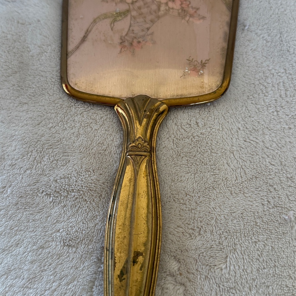 Beautiful Vintage Gold and Floral Hand Mirror 🪞 - Picture 5 of 6